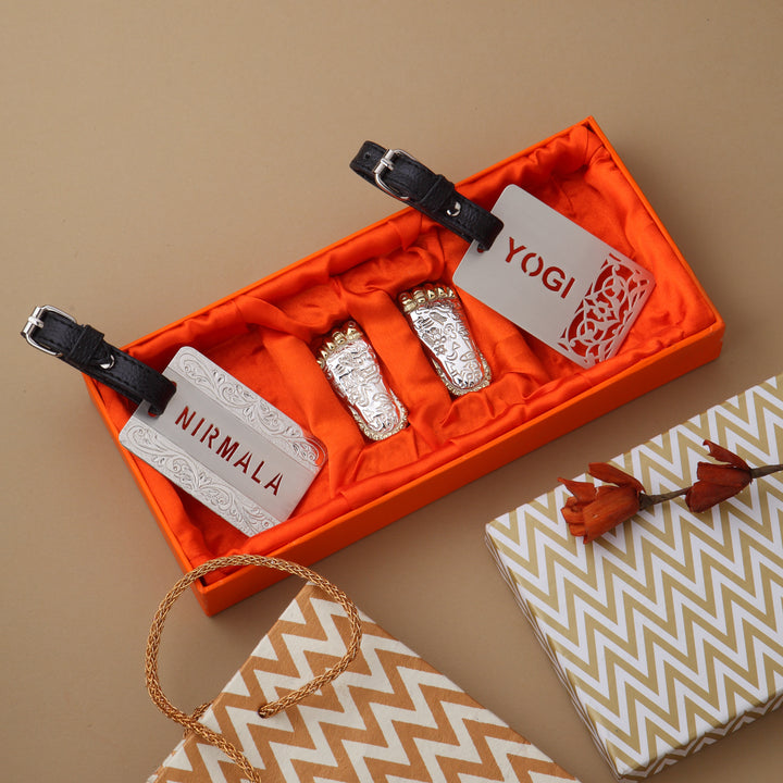 Wanderlust & Blessings Gift Set: Luggage Tags and Laxmi Charan