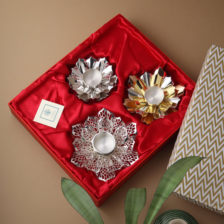 Tea-Light Holder Trio Hamper: Handcrafted Elegance