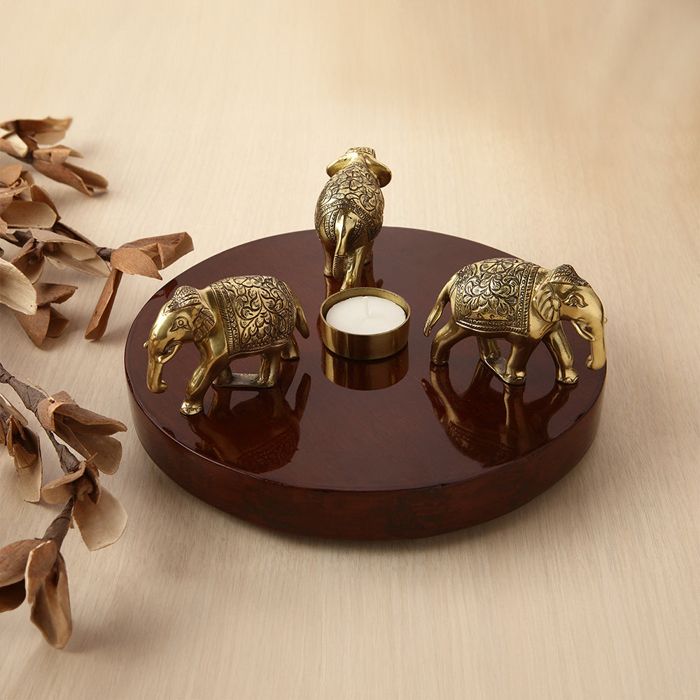 THREE ELEPHANT TEA LIGHT HOLDER