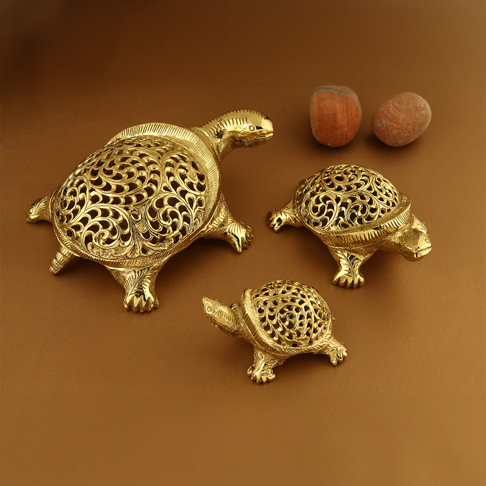 DECORATIVE BRASS TORTOISE SET