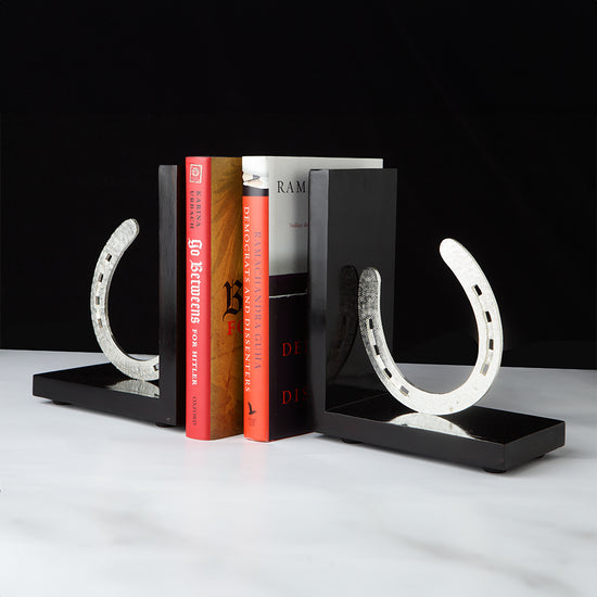 SILVER PLATED HORSESHOE BOOKENDS