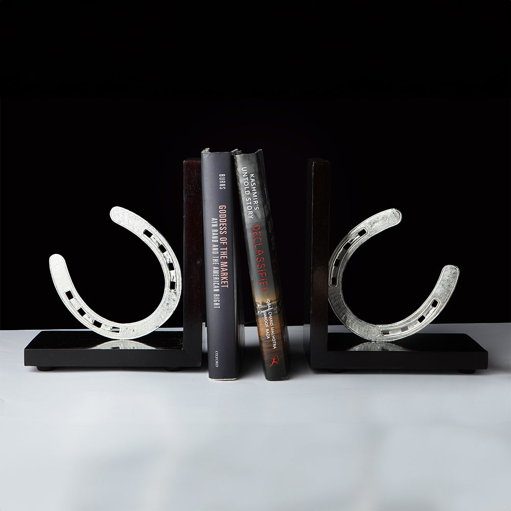 SILVER PLATED HORSESHOE BOOKENDS