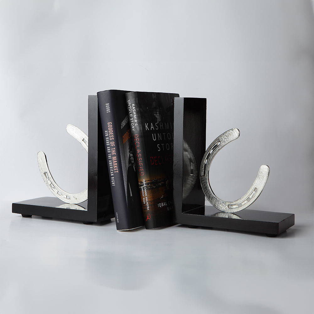 SILVER PLATED HORSESHOE BOOKENDS