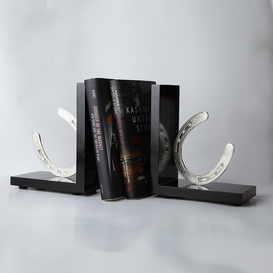 SILVER PLATED HORSESHOE BOOKENDS