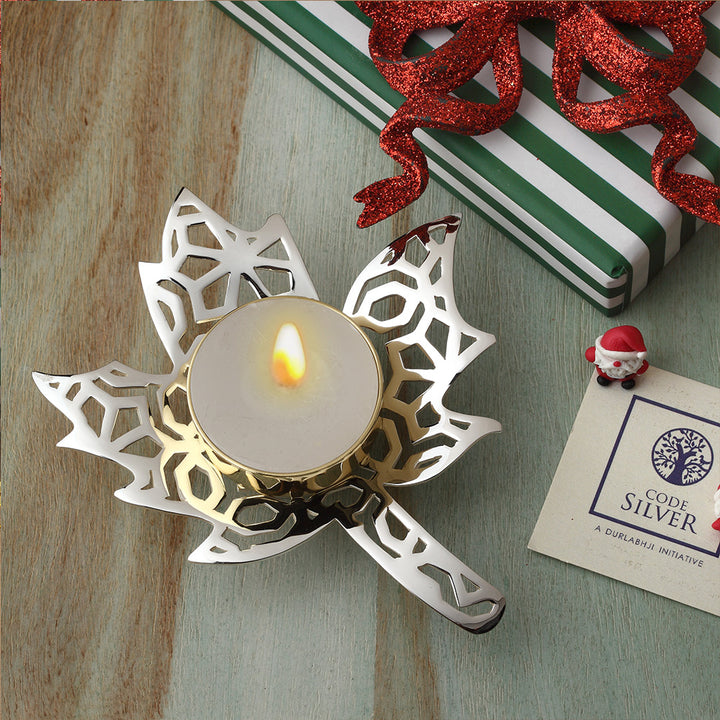 Holly Leaf Christmas Tea Light Holder