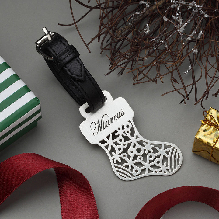 Customisable Christmas Luggage Tag - Sock Shape