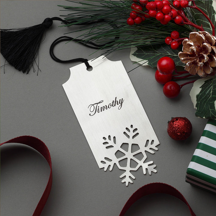 Customisable Christmas Bookmark with Snowflake Cutout