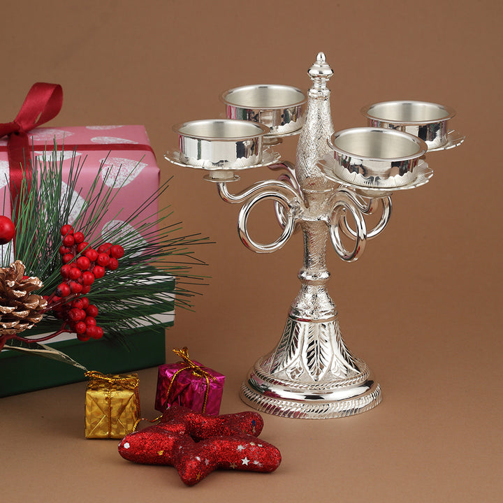 Decorative four-arm candelabra tealight holder