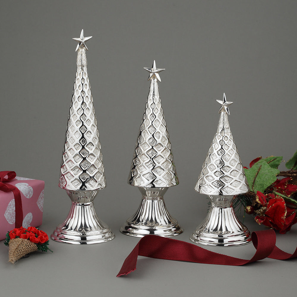 Silver-Plated Decorative Christmas Tree Set