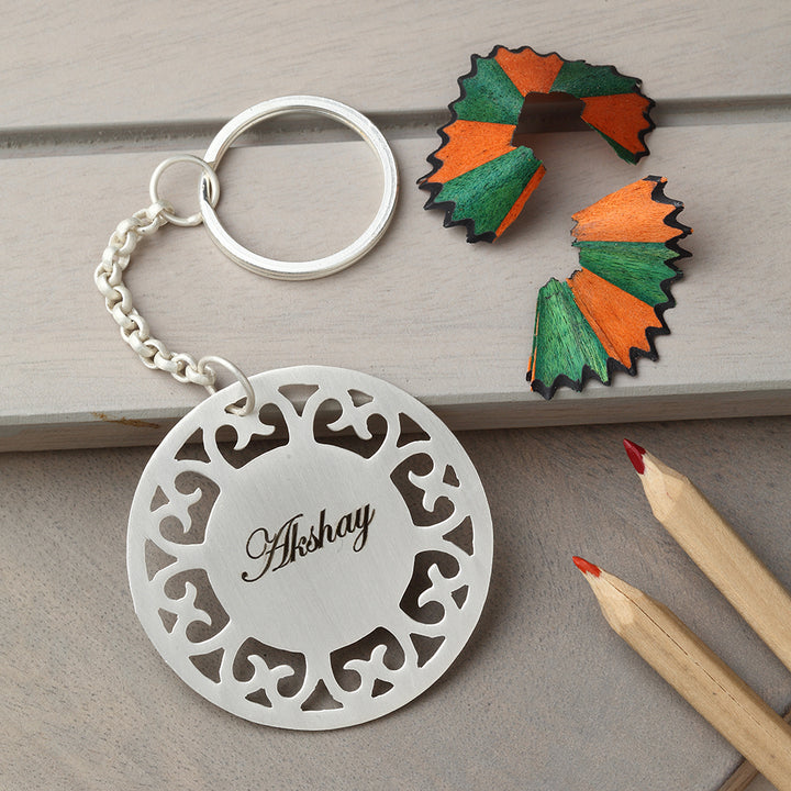 Silver Plated Customisable Keychain