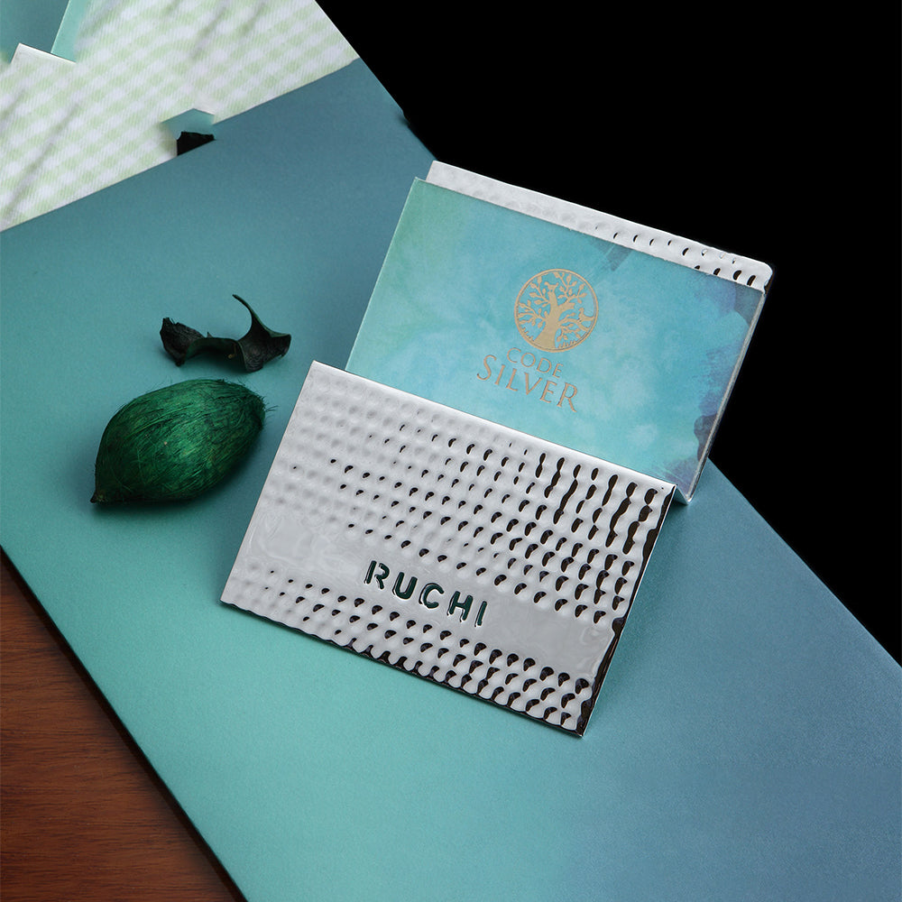 TEXTURED CUSTOMISABLE DESK CARD HOLDER