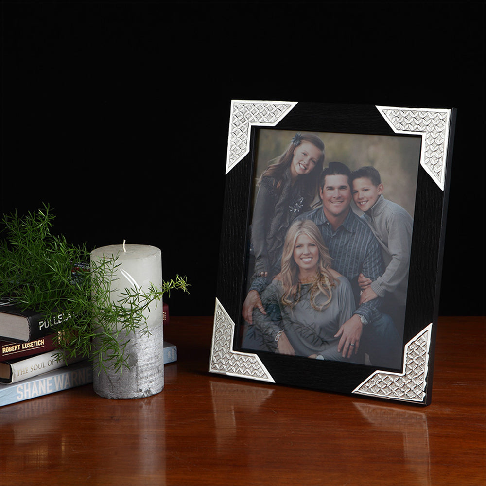 WOOD AND SILVER PLATED PHOTO FRAME