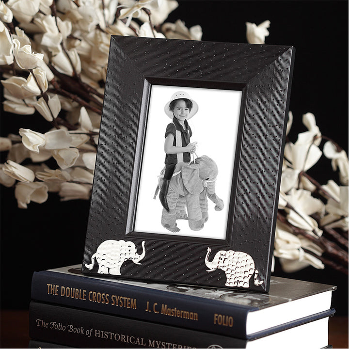 WOOD AND SILVER-PLATED PHOTO FRAME