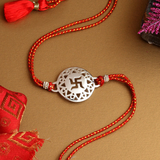 SILVER PLATED SWASTIK RAKHI