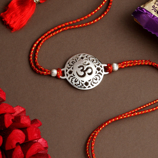 SILVER PLATED OM RAKHI