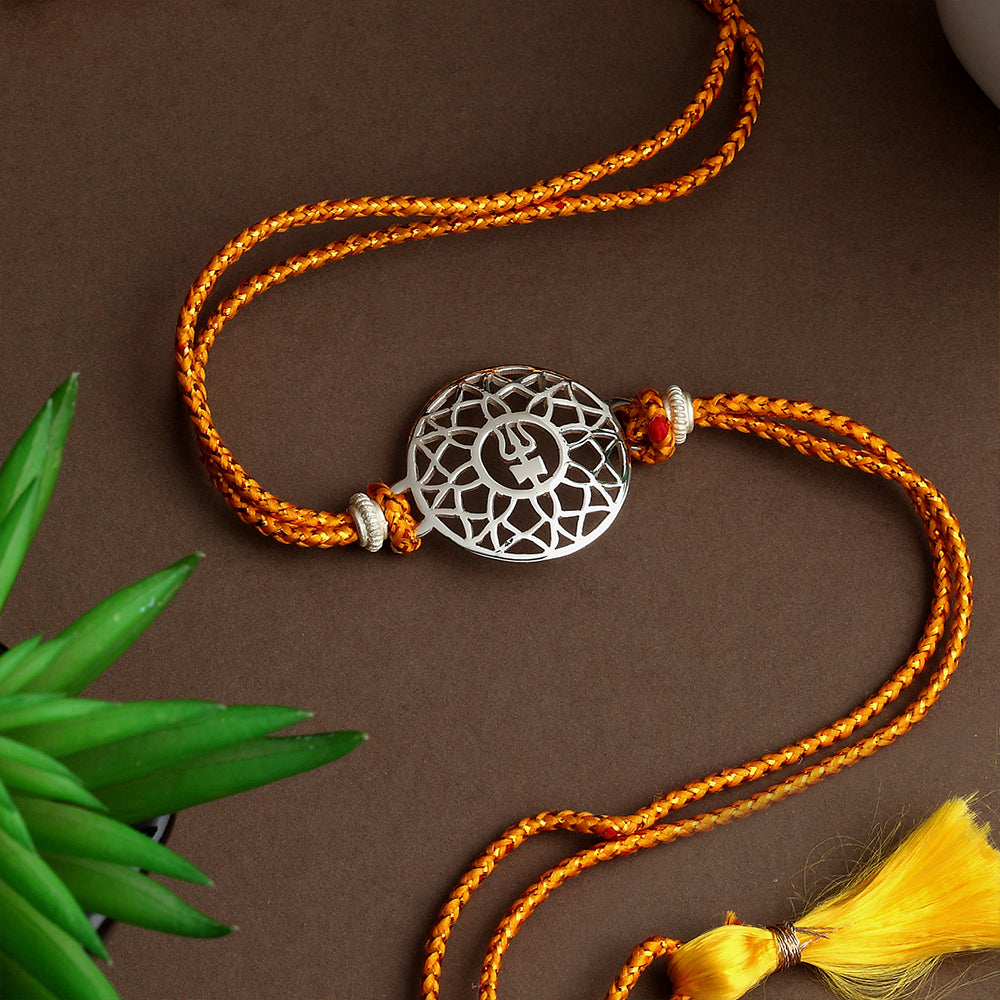 SILVER PLATED DESIGNED JALI RAKHI