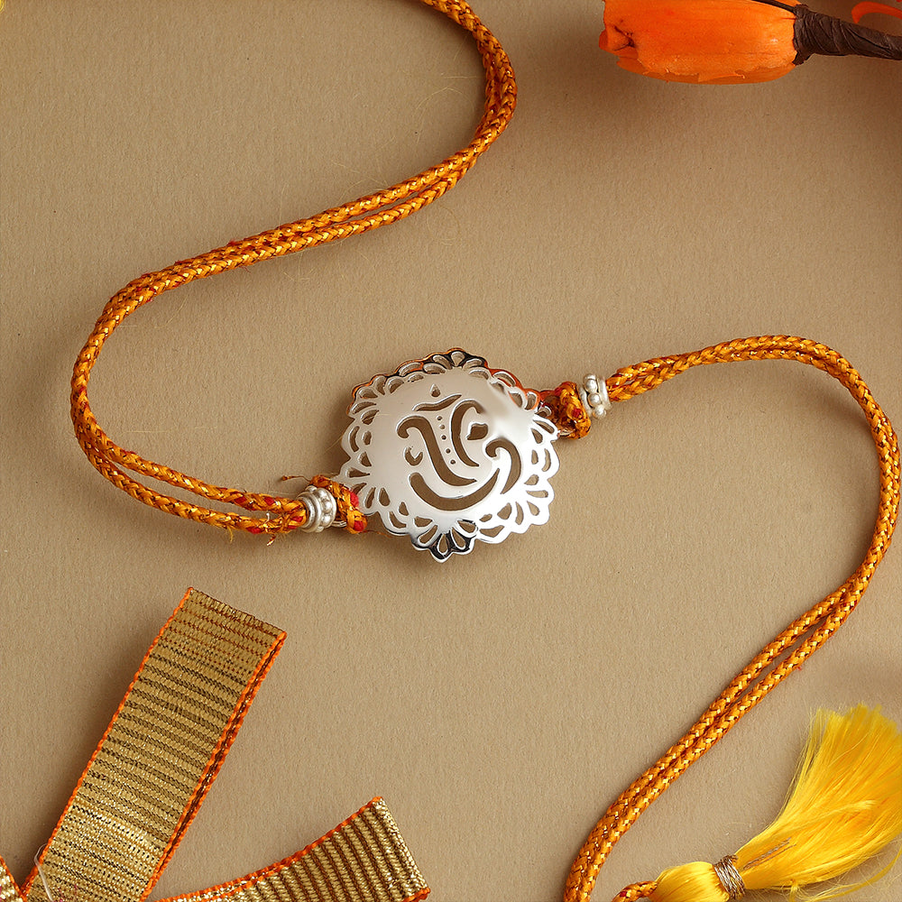 SILVER PLATED GANESHA RAKHI