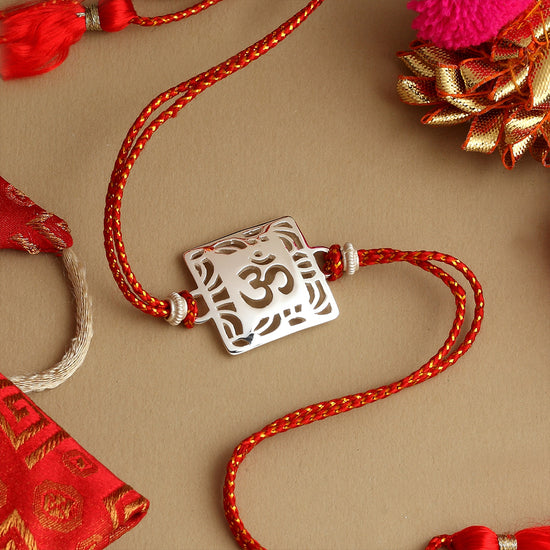 SILVER PLATED OM RAKHI