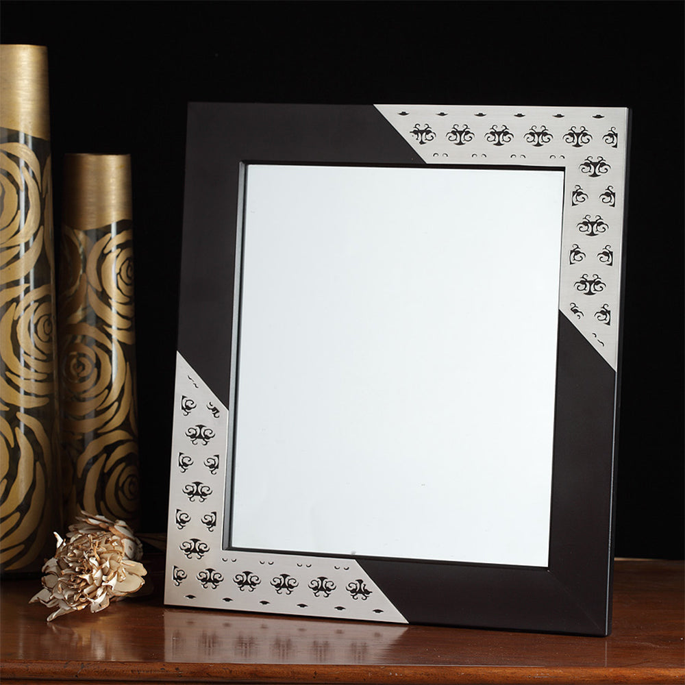 SILVER PLATED WOODEN MIRROR