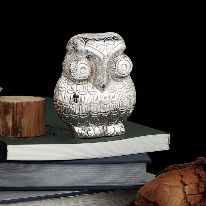 SILVER PLATED OWL PAPERWEIGHT