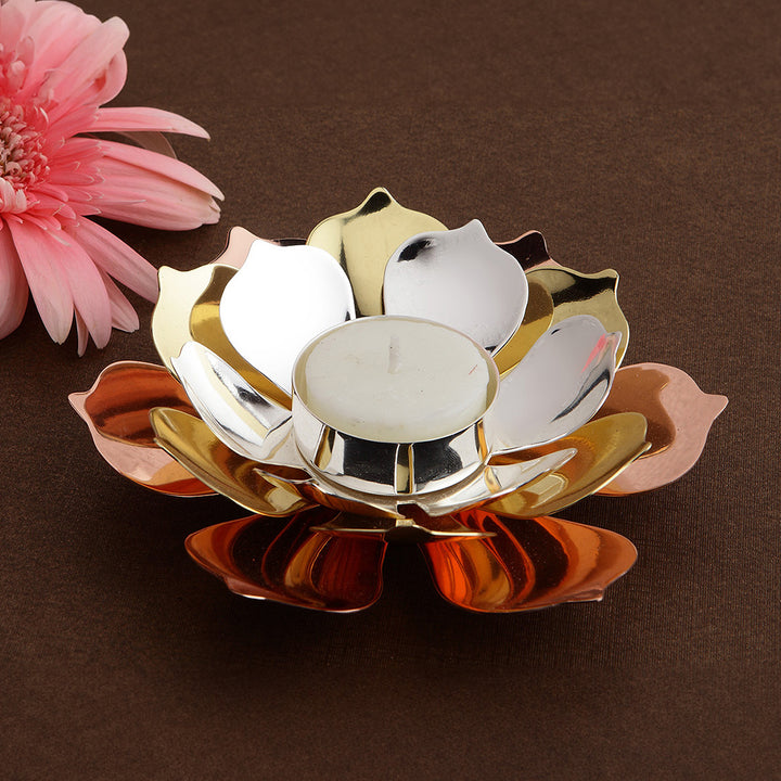 TRI COLOR LOTUS TEA LIGHT HOLDER