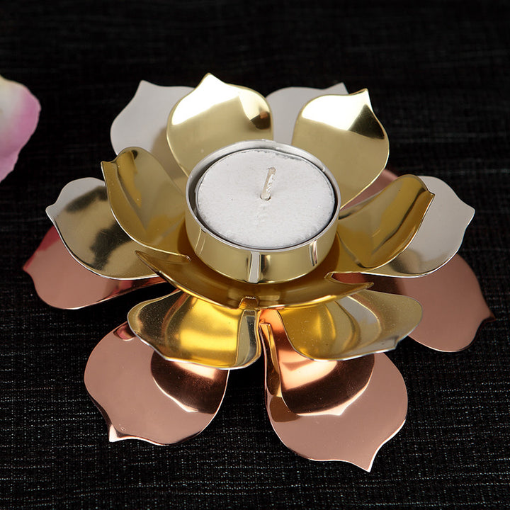 TRI COLOR LOTUS TEA LIGHT HOLDER