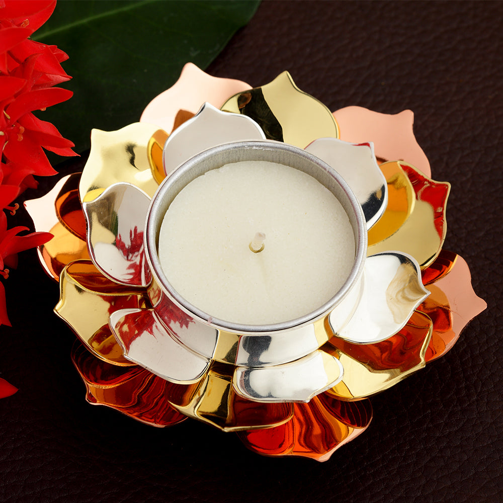 TRI COLOR LOTUS TEA LIGHT HOLDER