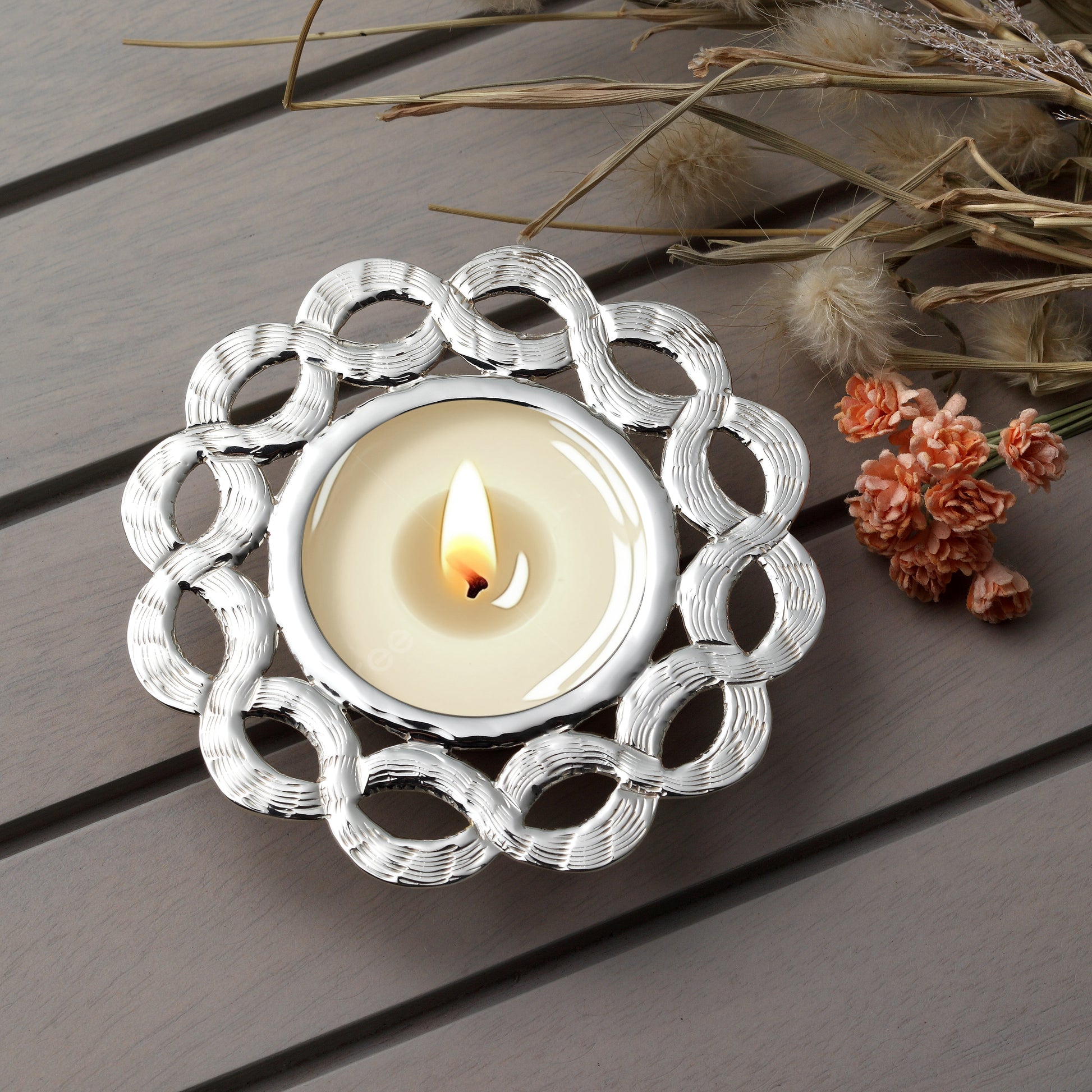 SILVER PLATED TEA LIGHT HOLDER