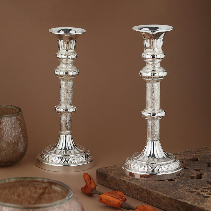 Majestic Silver-Plated Candle Holders - Pair