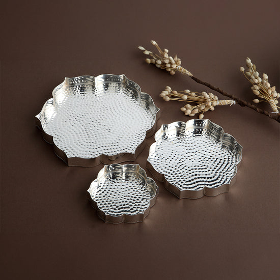 SILVER PLATED TRAY SET OF 3