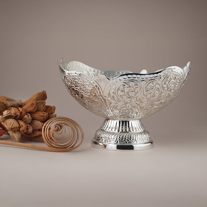 Handcrafted Silver-Plated Decorative  Fruit Bowl