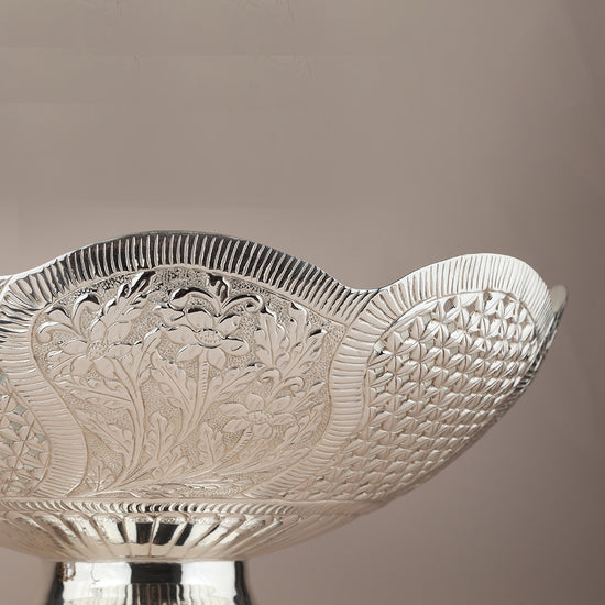 Elegant Floral Silver-Plated Fruit Bowl