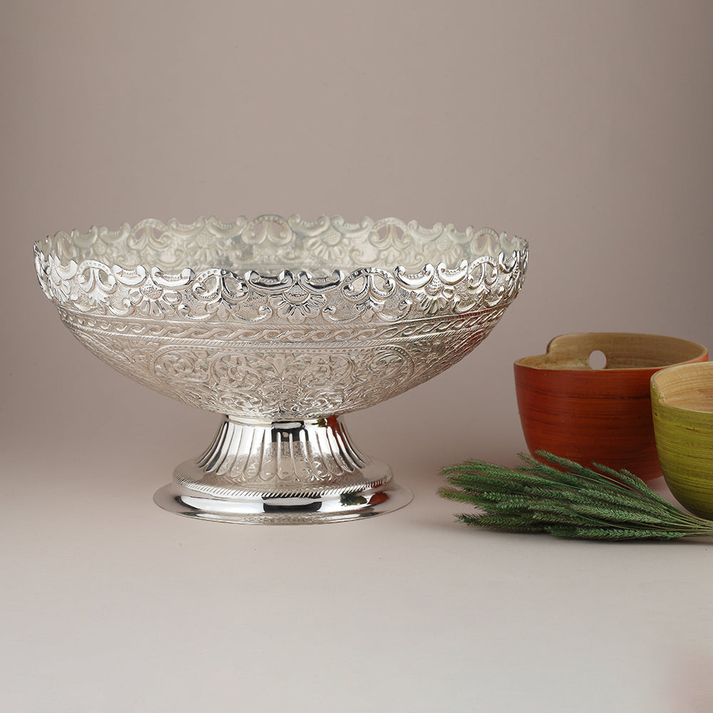 Exquisite Fruit Bowl with Handcrafted Floral Detailing