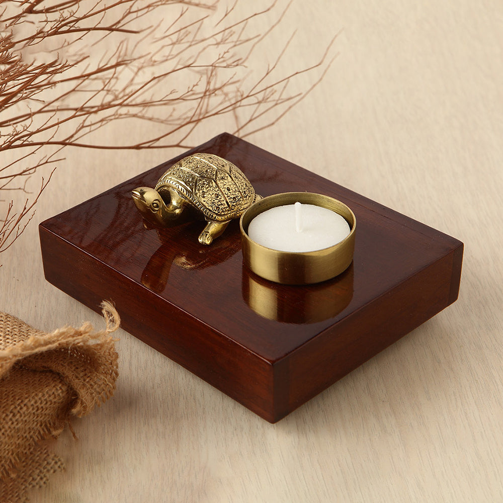 SINGLE TORTOISE - WOODEN TEA LIGHT HOLDER