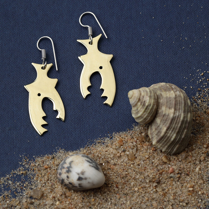 BRASS SHARK EARRING