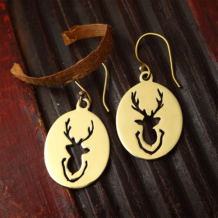 BRASS REINDEER EARRING